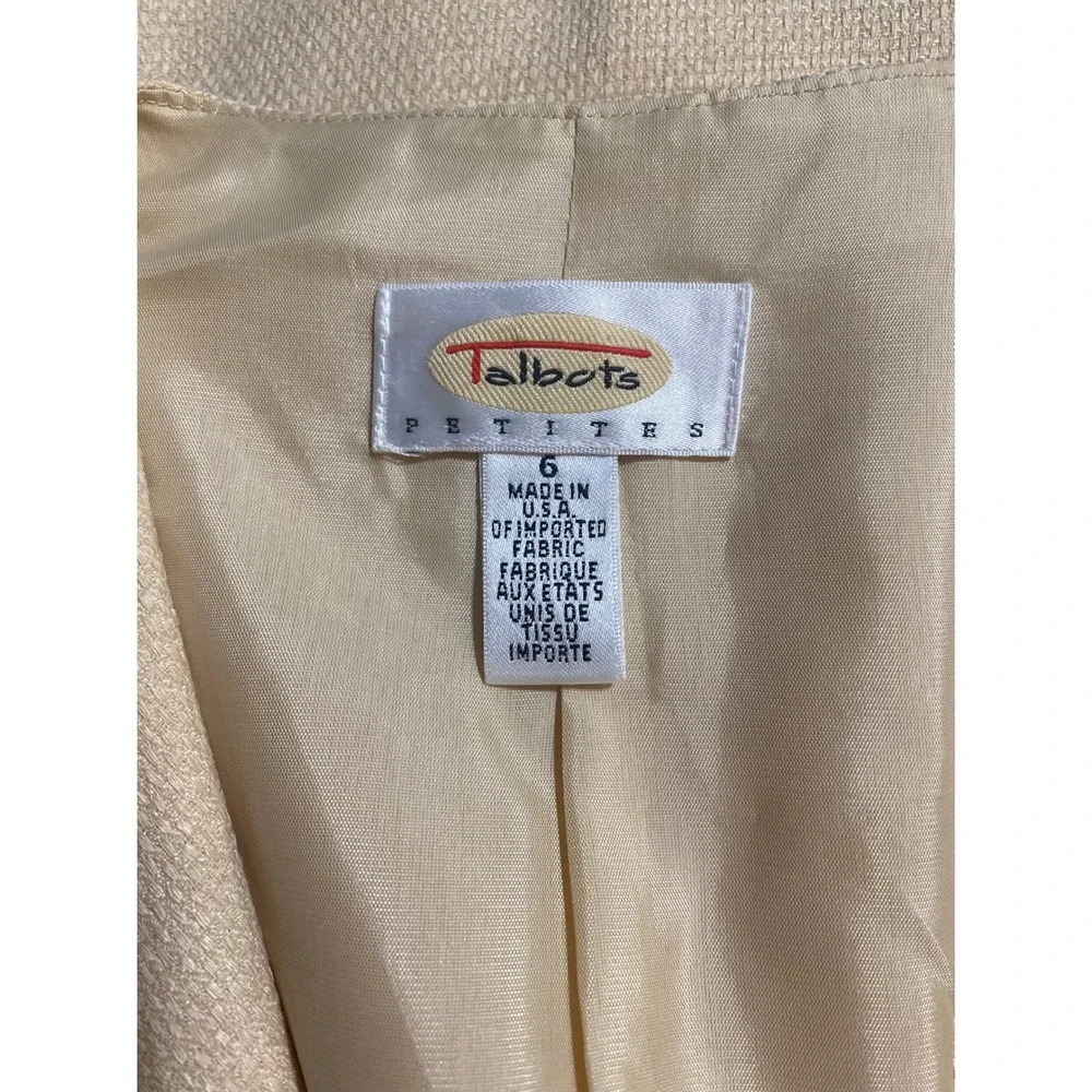 Talbots Petites Womens Suit Set Jacket Dress Beige‎ Linen Blend Size 6